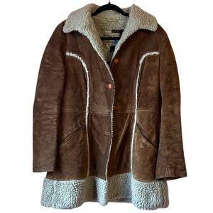 Vintage 70s pioneer wear Sherpa penny lane leather jacketed size large